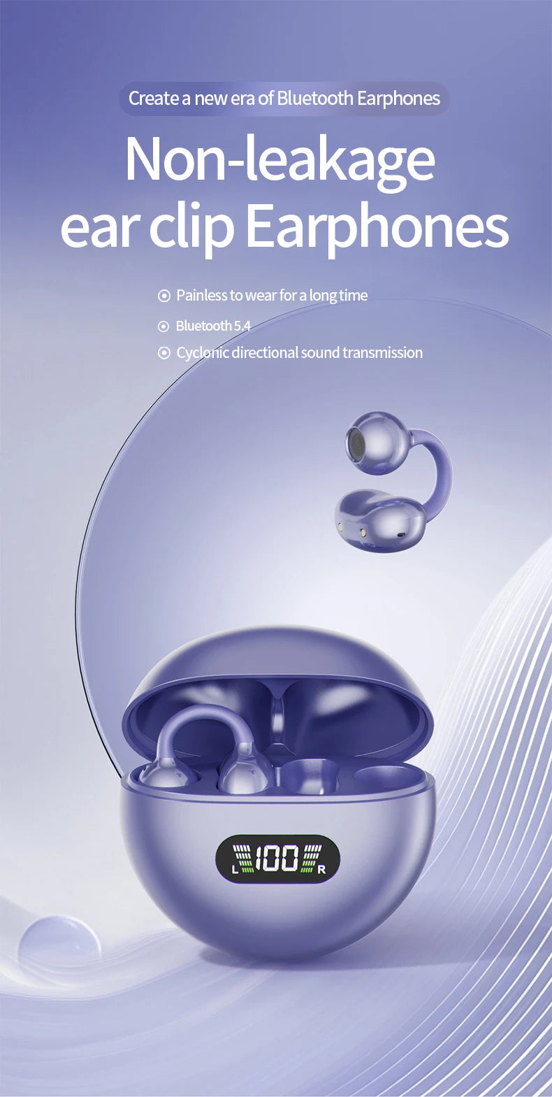 New Sport Earclip Wireless Headphone Bluetooth Earphone audífonos bluetooth inalámbrico Gaming LED Display for xiaomi huawei