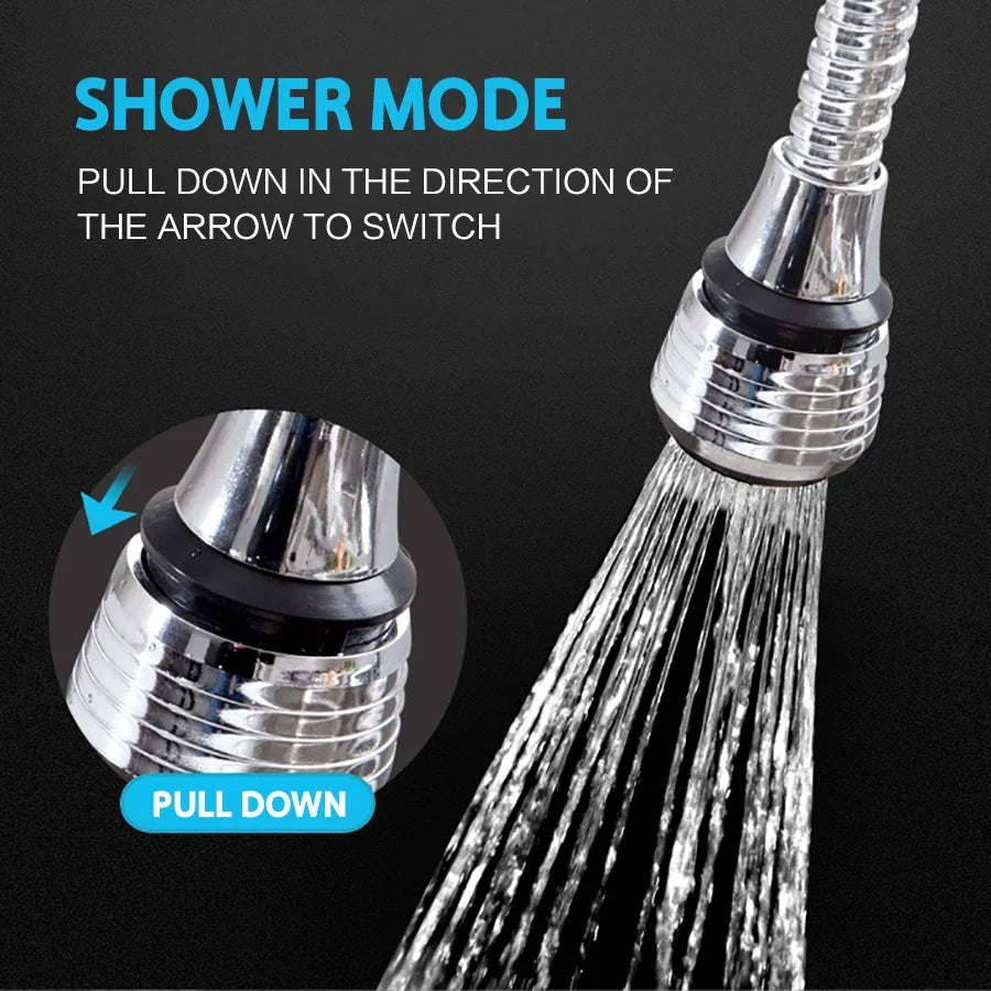 Kitchen Faucet Sprinkler Extender – Stainless Steel Rotating Splash-Proof Water-Saving Device
