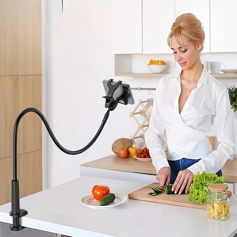 Lazy Gooseneck Phone Holder – Flexible Desktop & Bedside Clamp for Live Streaming & Hands-Free Use