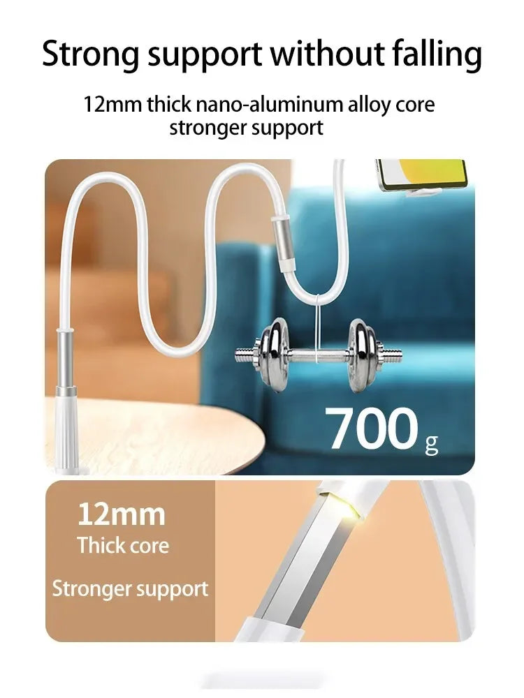 Lazy Gooseneck Phone Holder – Flexible Desktop & Bedside Clamp for Live Streaming & Hands-Free Use