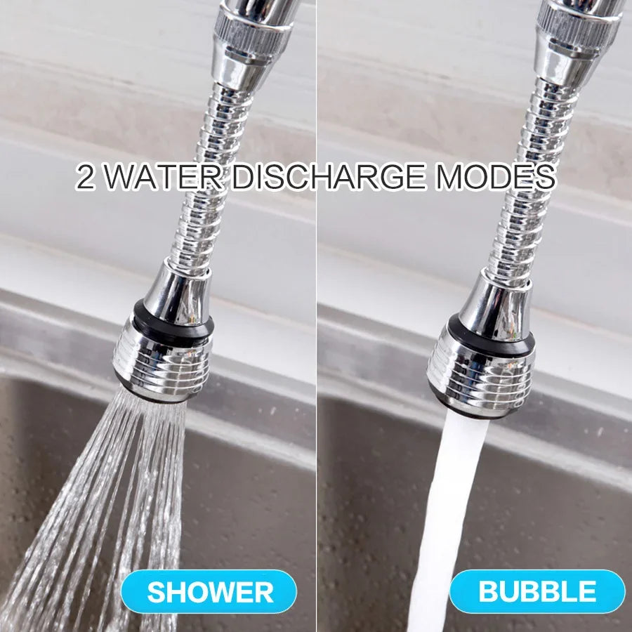 Kitchen Faucet Sprinkler Extender – Stainless Steel Rotating Splash-Proof Water-Saving Device