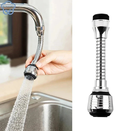 Kitchen Faucet Sprinkler Extender – Stainless Steel Rotating Splash-Proof Water-Saving Device