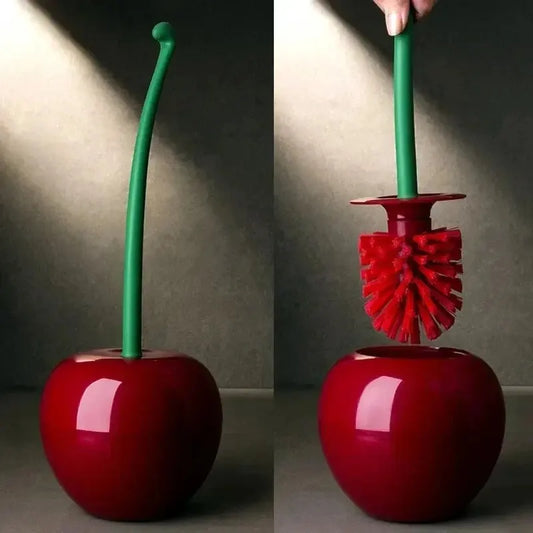 Red Cherry-Shaped Toilet Brush with Holder – Creative Bathroom Accessory