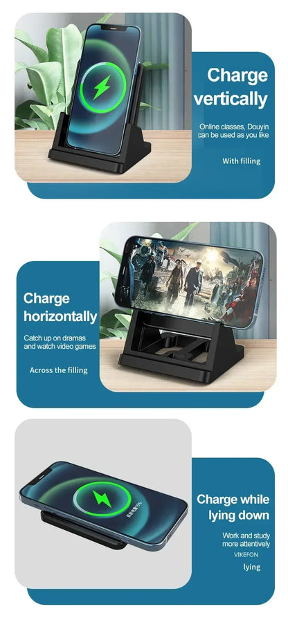 30W Wireless Charger Pad Stand Desktop Ultra-thin Mobile Phone For iPhone 15 14 13 12 Samsung Xiaomi Fast Charging Dock Station