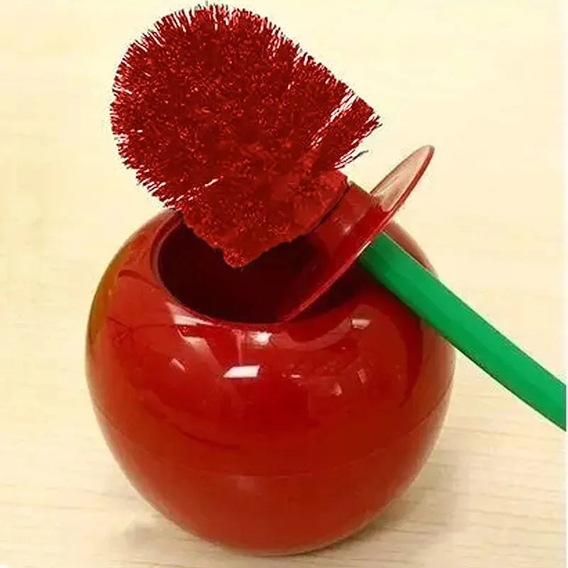 Red Cherry-Shaped Toilet Brush with Holder – Creative Bathroom Accessory