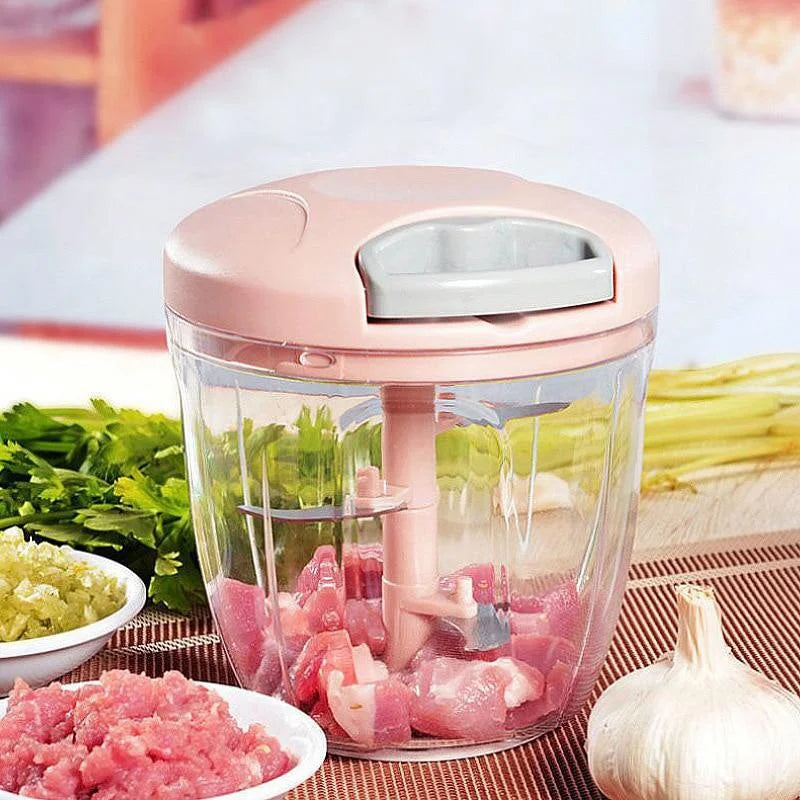 500/900ML Manual Meat & Vegetable Chopper – Multi-Purpose Garlic Press, Onion Cutter & Food Mincer