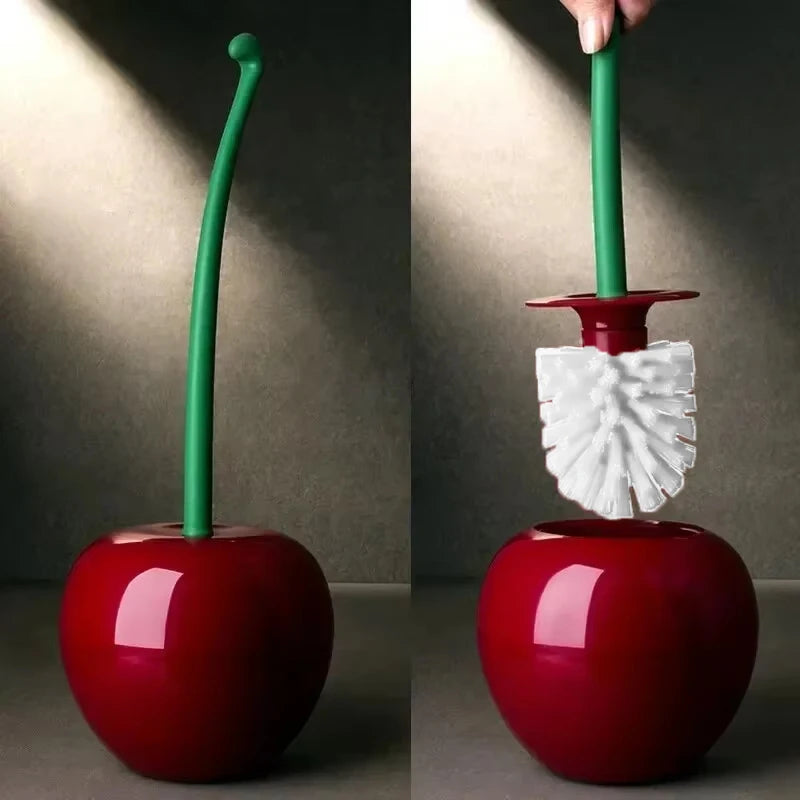 Red Cherry-Shaped Toilet Brush with Holder – Creative Bathroom Accessory