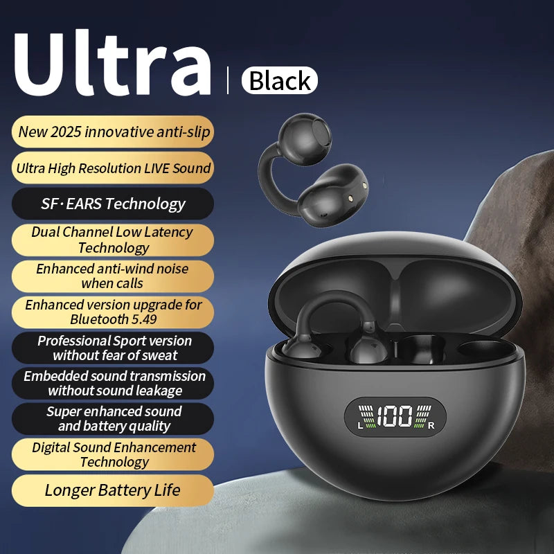 New Sport Earclip Wireless Headphone Bluetooth Earphone audífonos bluetooth inalámbrico Gaming LED Display for xiaomi huawei