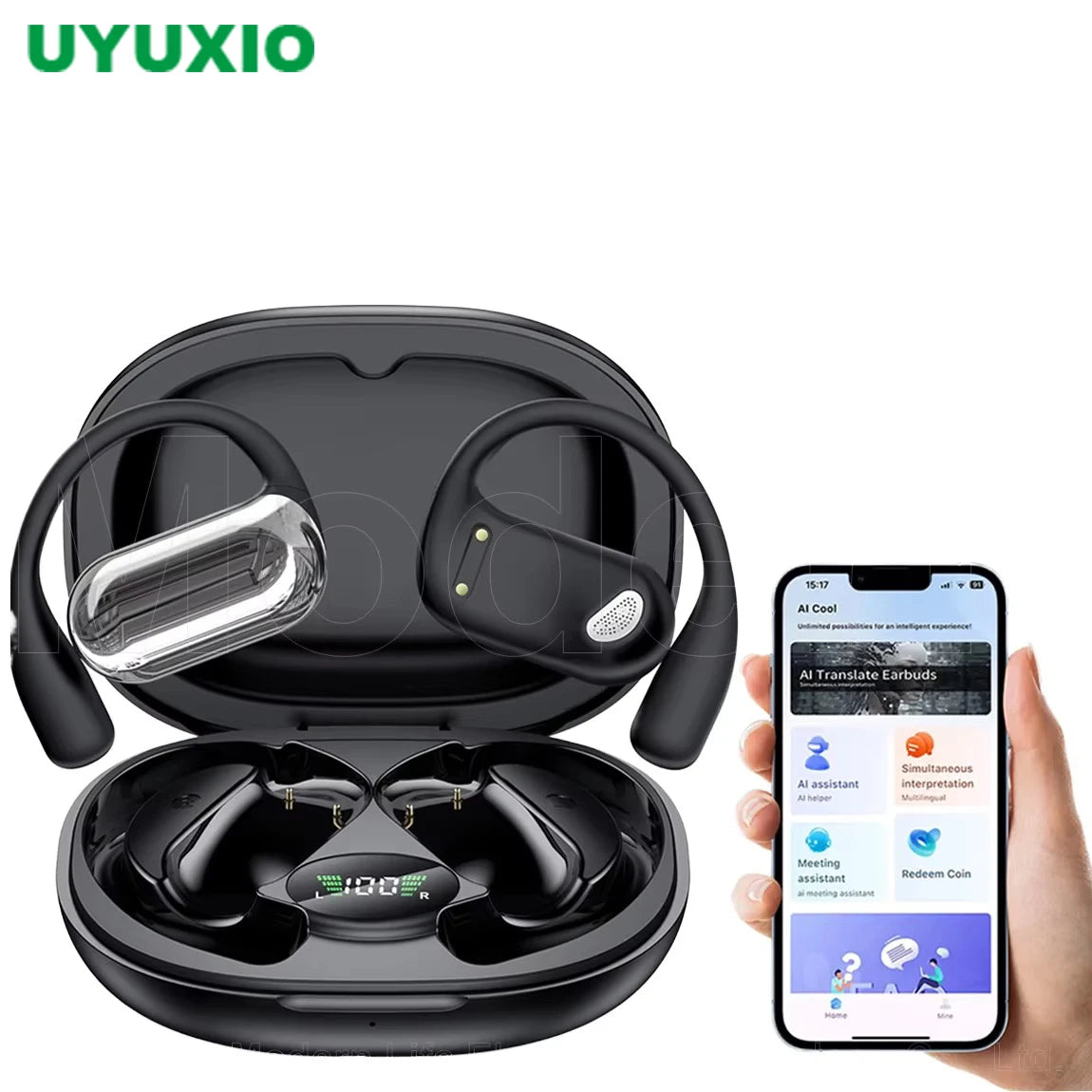 UYUXIO Real Time Translator Headphones AI Language Translation Earbuds 144 Languages & Accents 3 in 1 OWS Ear Buds for Business