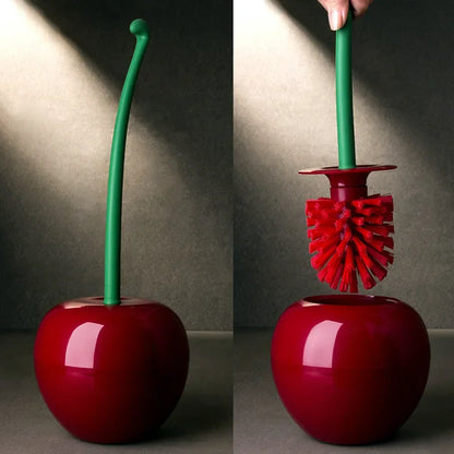 Red Cherry-Shaped Toilet Brush with Holder – Creative Bathroom Accessory