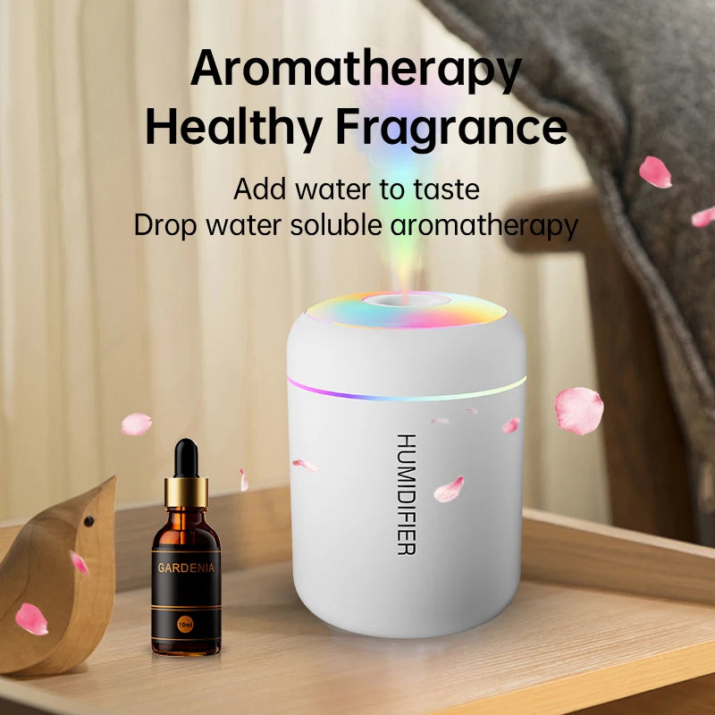 180ML Mini USB Air Humidifier & Aroma Diffuser – Electric Essential Oil Purifier with LED Lights