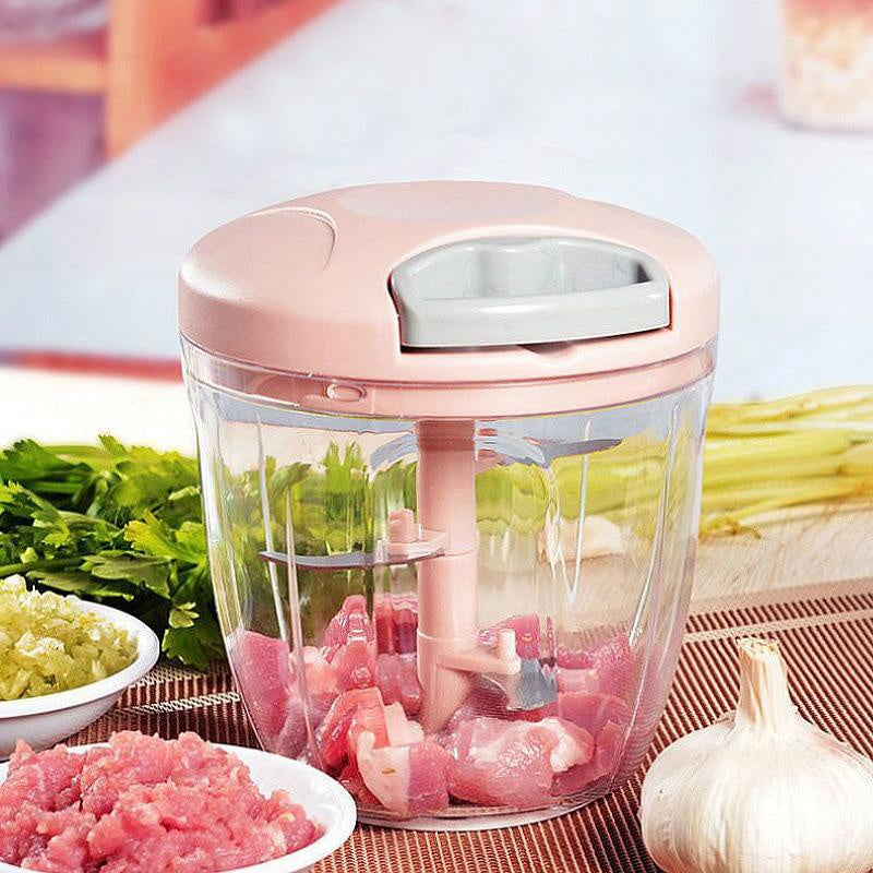 500/900ML Manual Meat & Vegetable Chopper – Multi-Purpose Garlic Press, Onion Cutter & Food Mincer