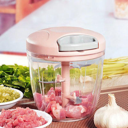 500/900ML Manual Meat & Vegetable Chopper – Multi-Purpose Garlic Press, Onion Cutter & Food Mincer