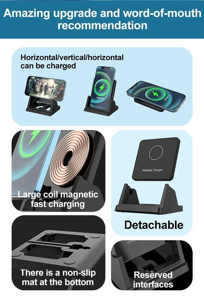 30W Wireless Charger Pad Stand Desktop Ultra-thin Mobile Phone For iPhone 15 14 13 12 Samsung Xiaomi Fast Charging Dock Station