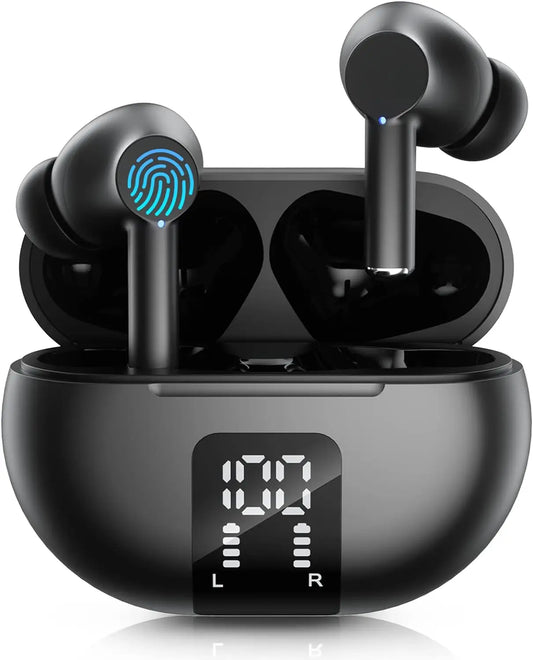 Wireless Bluetooth 5.3 Earbuds – 60H Playback, Noise-Cancelling Stereo Sound