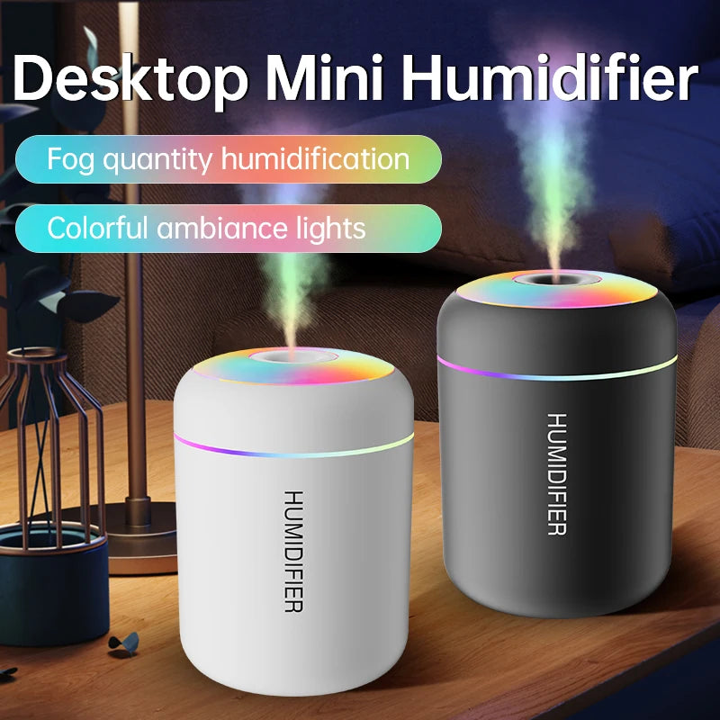 180ML Mini USB Air Humidifier & Aroma Diffuser – Electric Essential Oil Purifier with LED Lights