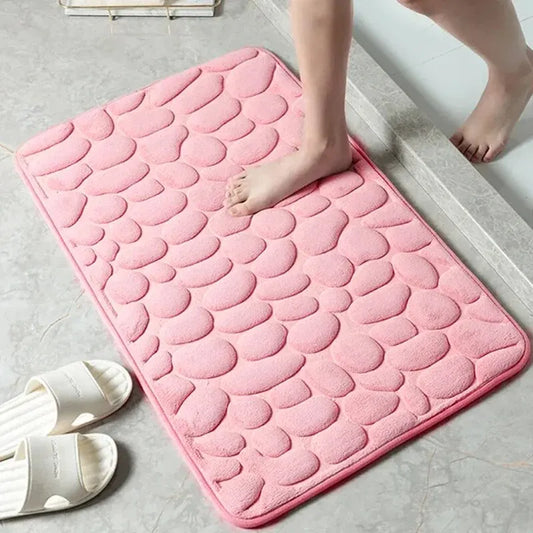 Embossed Pebble Anti-Slip Floor Mat – Soft Absorbent Bathroom & Living Room Rug