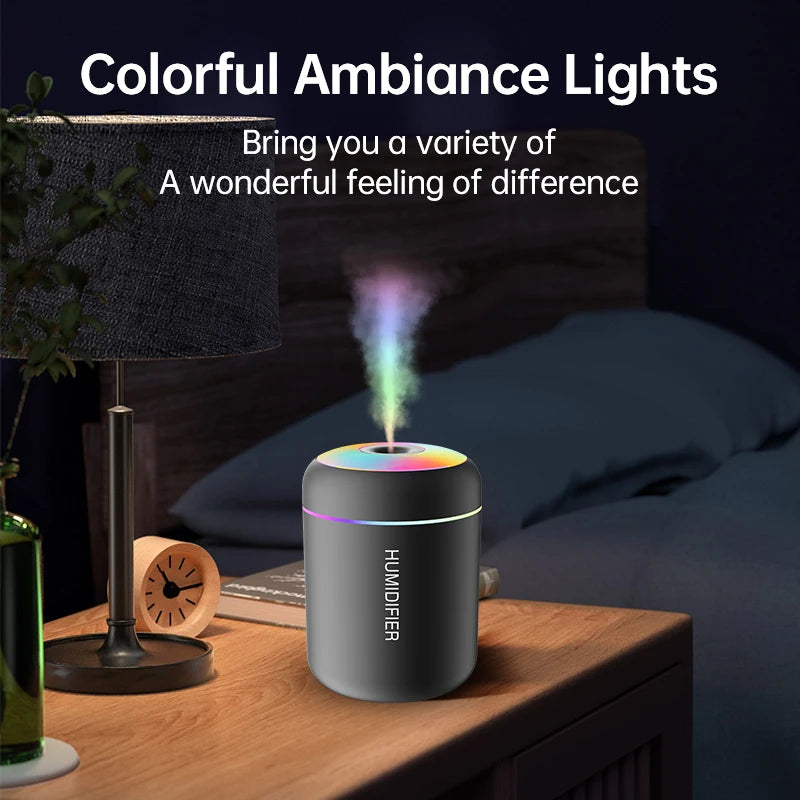 180ML Mini USB Air Humidifier & Aroma Diffuser – Electric Essential Oil Purifier with LED Lights
