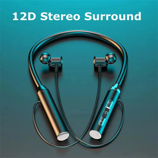 Wireless Bluetooth Neckband Earphones – Magnetic Sports Headset with LED Display