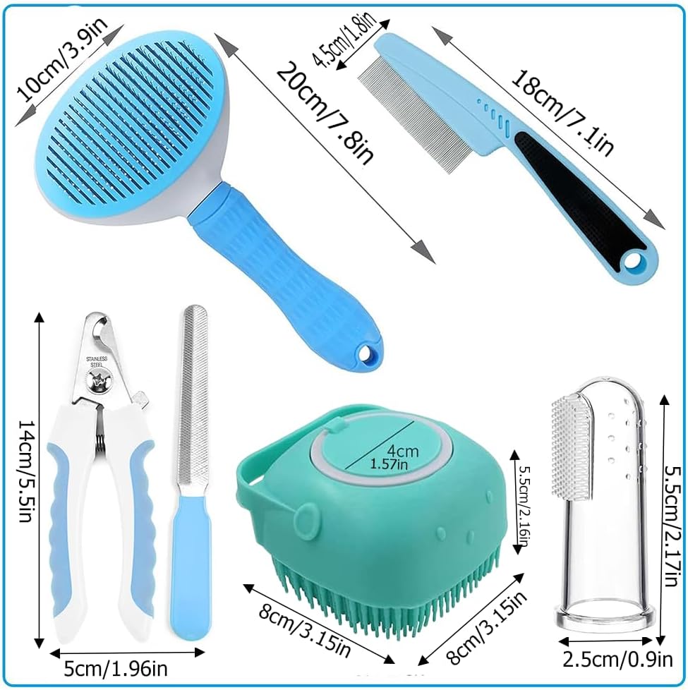 7pcs Pet Grooming Kit, Self-Cleaning Brush